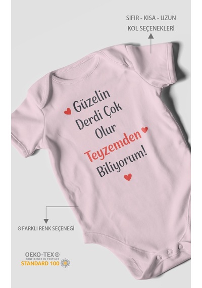Morivokids Teyzeye Özel Kısa Kollu Bebek Body %100 Pamuk Bebe Pembe