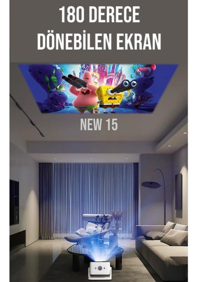 New 15 Taşınabilir Android Projeksiyon Dahili Hoparlör Ve Wifi Akıllı Sinema Projektör