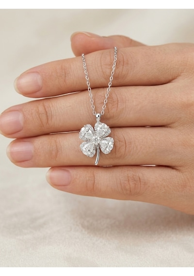 Çekirdekjewelry 925 Ayar Gümüş Yonca Kolye Zirkon Taşlı Şans Yoncası Kolye, Zarif Kadın Kolyesi Gümüş Çekirdekjewelry 925 Ayar Gümüş Yonca Kolye Zirkon Taşlı Şans Yoncası Kolye, Zarif Kadın Kolyesi Gümüş