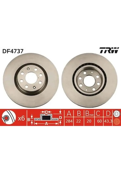 Opel Corsa D Fren Diski On 2007-2014 Trw Df4737 2adettir