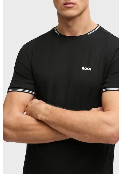 Boss Streç Pamuklu Regular Fit Bisiklet Yaka T Shirt Erkek T Shirt 50521245 001 Siyah