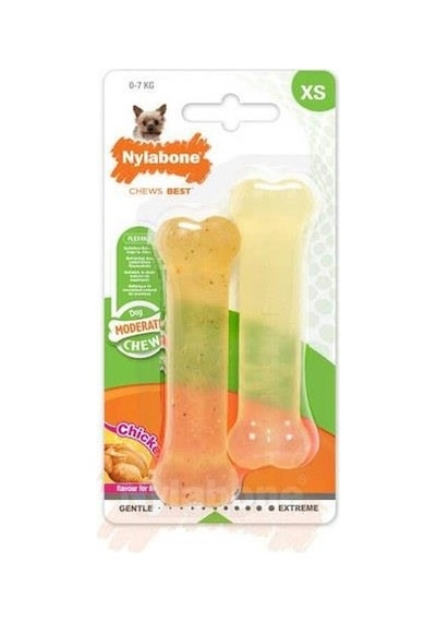 Nylabone Tavuk Aromalı Köpek Çiğneme Kemiği XS