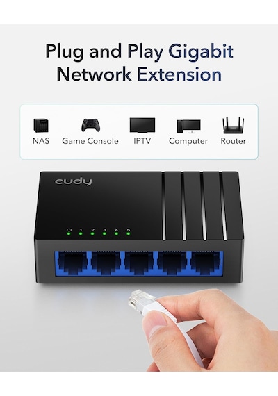 Gs105d 5 Bağlantı Noktalı Gigabit Ethernet Ağ Anahtarı, Masaüstü Ethernet Splitter, Fansız, Tak