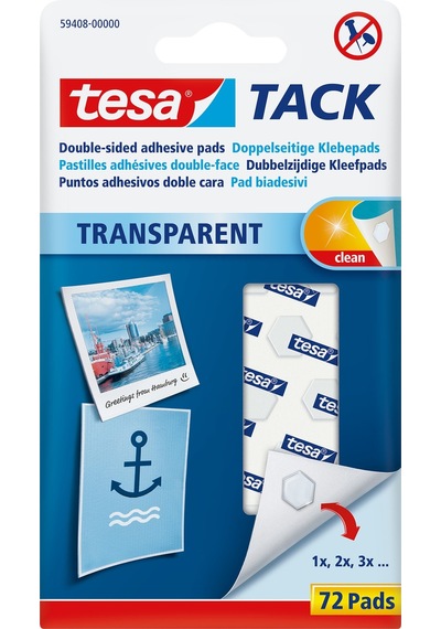 Tack Çift Taraflı Yapışkan Pedler, Şeffaf, 72'li