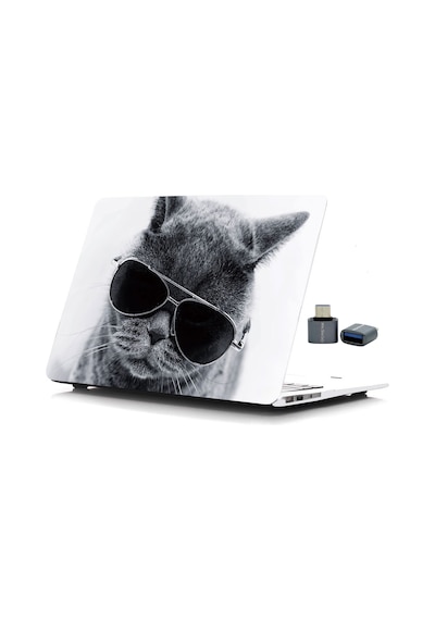 Apple Uyumlu MacBook Pro 13 İnç Kılıf A2338 M1 M2 A2251 A2289 A1706 A1708 A1989 A2159 Tpu Uv Kedi Baskılı Pembe