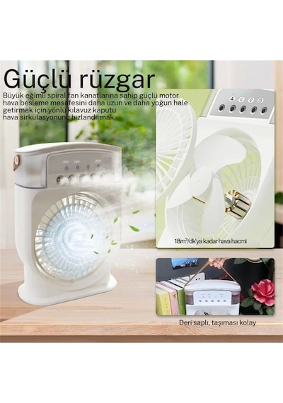Vtn-86 Şarjlı 600 Ml Su Hazneli Taşınabilir Masaüstü Vanilatör 2000 Mah Pil,