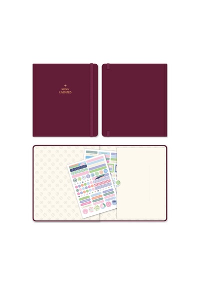 Charmlı Süresiz Dikey Haftalık Ajanda 18 X 20 Cm Bordo Çok Renkli