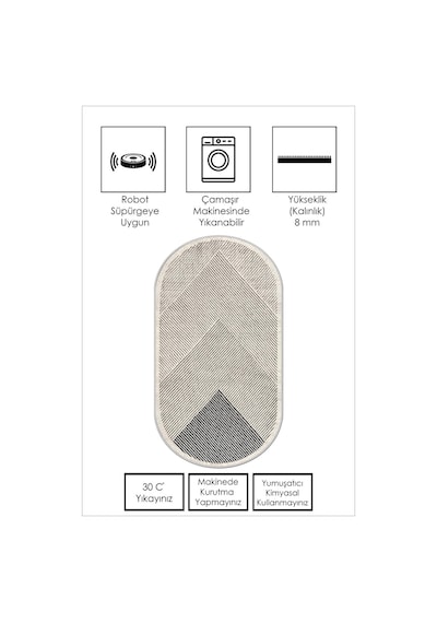 West Home Makinede Yıkanabilir Kaymaz Taban Leke Tutmaz Oval Salon Halısı Mutfak Halısı Ve Yolluk Wh 586 Beige Oval