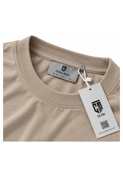 Coalcity Coal City Erkek Ekru Oversize Çift Renkli Uzun Kollu T-shirt Bej - Beyaz