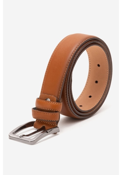 Dericlub Hakiki Deri 3.5cm Erkek Takım Elbise Dikişli Klasik Kemer 518 Taba Taba