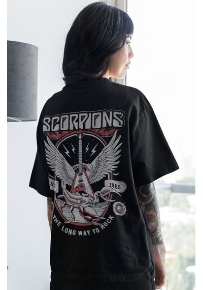 Scorpions Rock Metal Müzik Grubu Sırt Baskılı Unisex Oversize Tiş Siyah