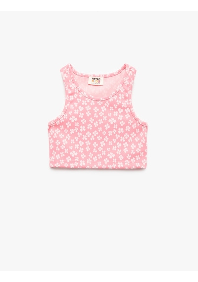 Koton Bisiklet Yaka Kolsuz Çiçek Desenli Crop Atlet Pembe Desenli 5skg30125ak Pembe Desenli