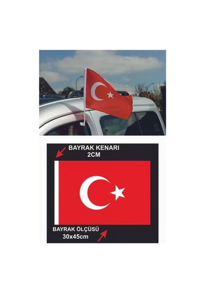 30x45 Cm Konvoy Bayrağı Alpaka Kumaş Dayanıklı, Canlı Renkli Araç Bayrağı 1 Adet Tek Ebat