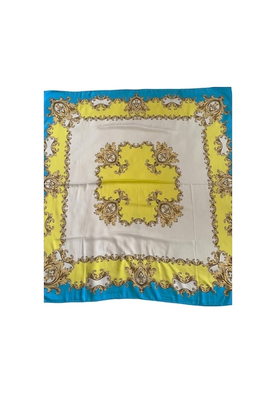 Tikitonki Çiçek Desenli Çok Renkli Kare Kesim Eşarp - 90x90cm Çok Renkli Çok Renkli