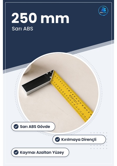 Masa Gönyesi 250 Mm Sarı Abs Açı Ölçer Hassas Ölçüm Teknik Çizim