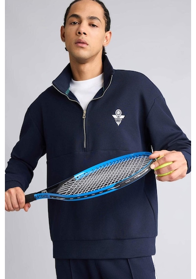 Defacto Boxy Fıt Dik Yaka Sporcu Sweatshirt F9372ax26spnv253 Lacivert-nv253