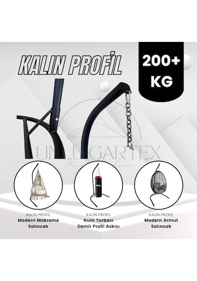 Salıncak Askı Demiri Bahçe Rattan Örgü Armut Salıncak Demiri + Askı Zincir Siyah