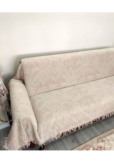 Pamuklu Kaymaz Alaca Maxi Boy Kolları Kapatan Koltuk Örtüsü 170x320 -bej Bej