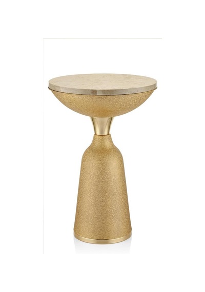 Seta Textured Dark Mermer Sehpa Gold 42 42 57 Cm Gold