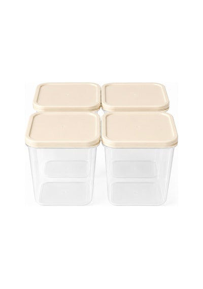 4 Lü Saklama Kabı Seti, 4x2lt ,toplam 4 Litre Kapasiteli Erzak Kabı,iç İçe Geçebilen,kapaklı,plastik Saklama Kutusu,mutfak Düzenleyici,pembe-krem-gümüş Gri Çok Renkli