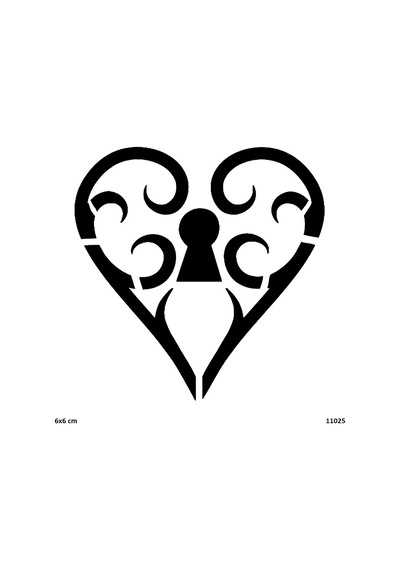 Airbrush Tattoo Kıvrımlı Kalp Yapışkanlı Stencil Süsleme Ve Boyama Kalıbı