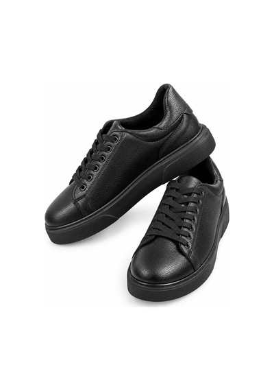 Yalçın Erkek Casual Bağcıklı Ortopedik Rahat Kaymaz Taban Sneaker Ayakkabı Siyah - 940118026 Siyah