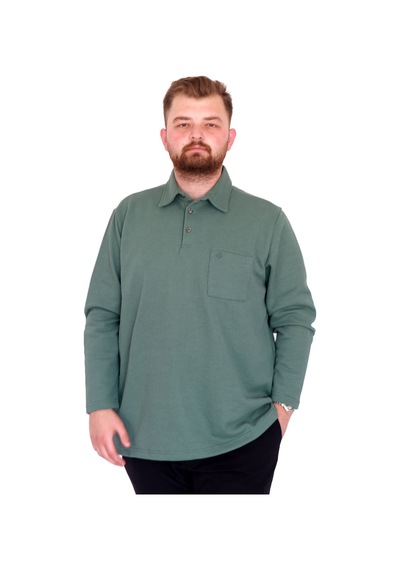 Mode Xl Büyük Beden Tshirt Polo U.kol Cepli 22446 Çağla Yeşil