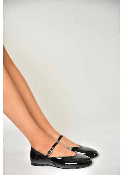 Fox Shoes U272900208 Siyah Rugan Kadın Babet Siyah-rugan Siyah