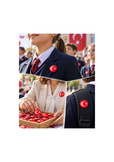100 Adet Türk Bayrağı Rozeti 44 Mm İğneli Yaka Rozeti Okul Töreni Ve Etkinlikler İçin Diğer