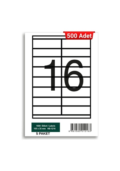 Herboy Hb-1216 105 X 35 Mm A4 Laser Etiket 500 Adet