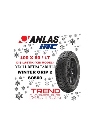 100 X 80 - 17 Tubeless Kış Lastik Motosiklet Wınter Grıp2 - Anlas