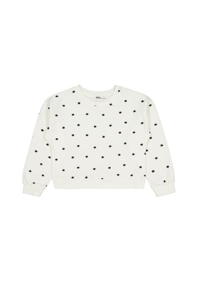 Civil Girls Yıldız Baskılı 6-9 Yaş Sweatshirt Ekru 19L70387125W1