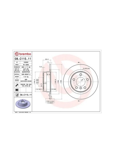 Bmw 116d F20 Arka Fren Diski 2015-2019 Brembo 08c11511 2adettir