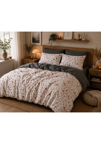 Mystory Home Lastikli Çarşaflı Çift Kişilik Nevresim Takımı Orange Turuncu