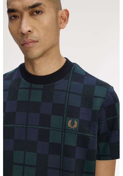 Fred Perry M1757 Black Watch Tartan Erkek Tişört Siyah