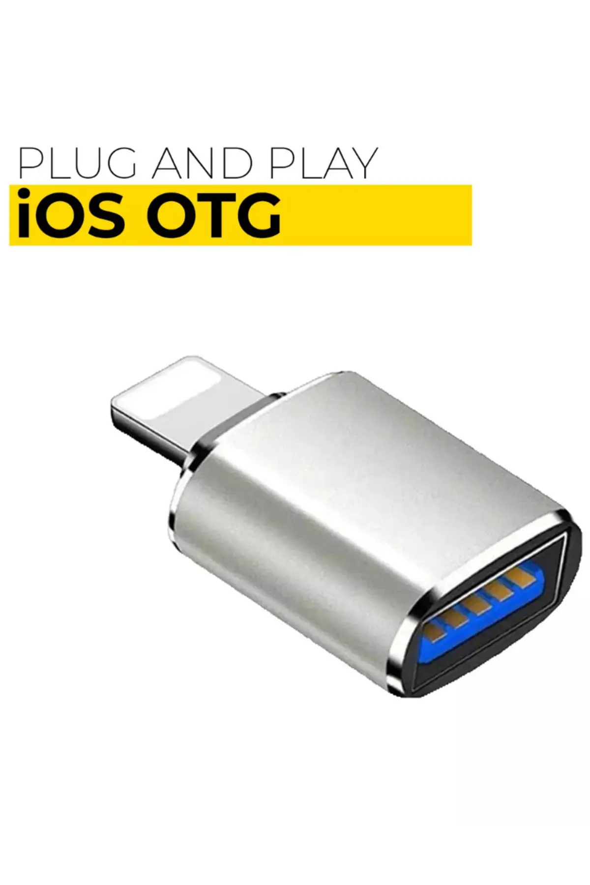 iPhone Uyumlu Flash Bellek Takma Aparatı Lightning Usb Dönüştürücü Otg Gümüş