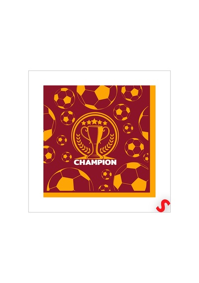 Futbol Temalı Sarı Kırmızı Champion Peçete - 33 Cm X 16 Adet