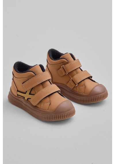 Tonny Black Esnek Termo Taban Çift Cırtlı Şerit Desenli Çocuk Unisex Camel Spor Kısa Bot Tbrzn015 Camel