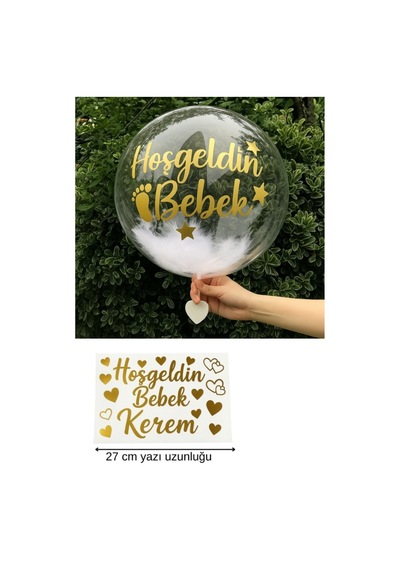 Kişiye Özel Yazı Sticker, Balon Üzeri Yazı, Balon Sticker Transfer Folyo, Balon Etiketi, Bobo Balon Çok Renkli