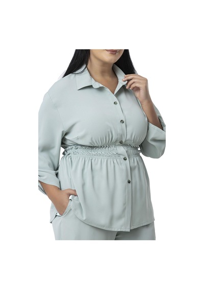 Disentis Büyük Beden Beli Lastik Büzgü Detaylı Gömlek Pantolon Mint Yeşili İkili Takım Mint Yeşili Disentis Büyük Beden Beli Lastik Büzgü Detaylı Gömlek Pantolon Mint Yeşili İkili Takım Mint Yeşili