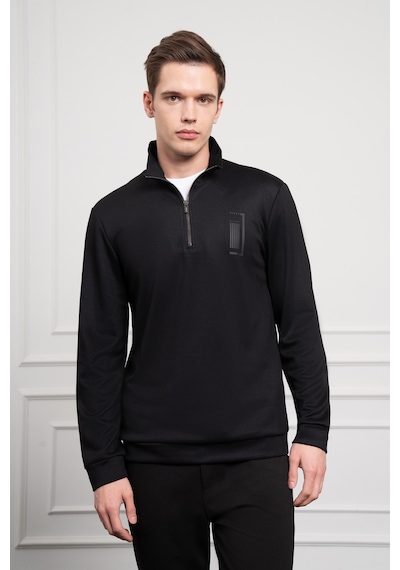 Morven Erkek Siyah Femuarlı Bato Yaka Dynamic Fit Rahat Kesim Sweatshirt 25ms063001001 Siyah Siyah