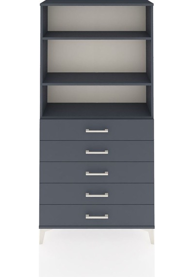 Arges Dolap 3 Raflı 5 Çekmeceli 88x30x182 Antrasit-antrasit Antrasit