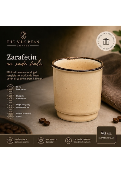 Porselen Kulpsuz Kum Beji Espresso Fincan Bardak Bej