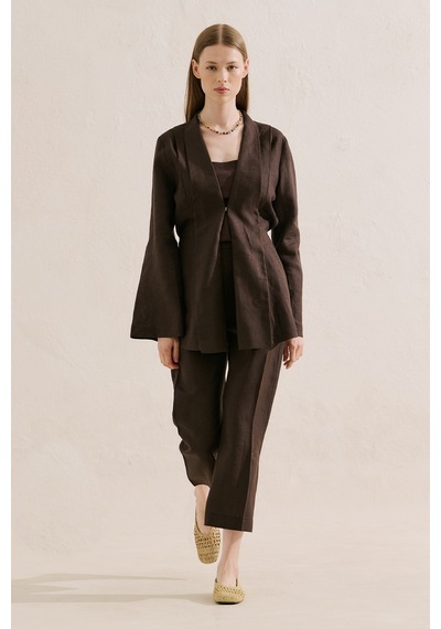 Manuka Keten Pileli Kimono Ceket Acıkahve Ss26ckt00016-23.6552