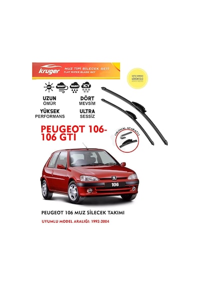 Peugeot 106 Vs 106 Gti Silecek Silgi Silgeç Silgeç Silgi Takımı 1995 Model Araca Özel Aparat