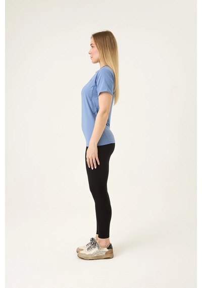 Zoor Kadın Kısa Kol Compression Fitness Gym Spor Body Tshirt Mavi
