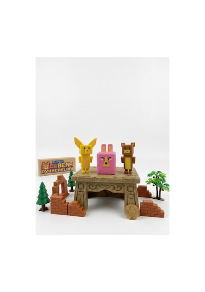 Super Bear Adventure Tilki, Ayı Ve Tavşan Figür Seti - Tüm Eklemleri Hareketli 3'lü Oyuncak - 8 Cm