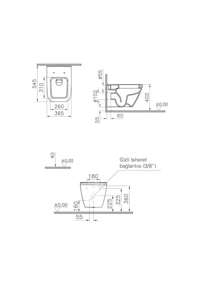 VitrA İntegra Square Asma Klozet +VitrA Soft Kapak 7081l003-0090 Beyaz