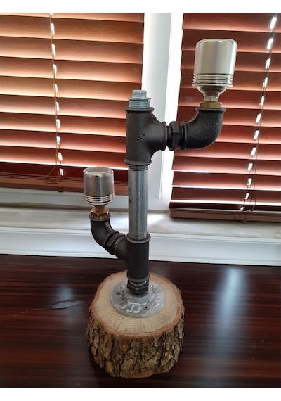 Endüstriyel Borulu Rustik Vintage Tarz Masa Lambası - Ehd-Ml3X-20