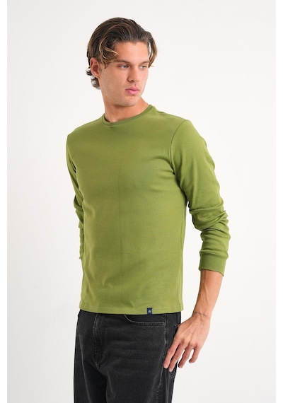 Alexander Gardi Alexandergardı Uzun Kollu Bisiklet Yaka Basic Sweatshirt Haki